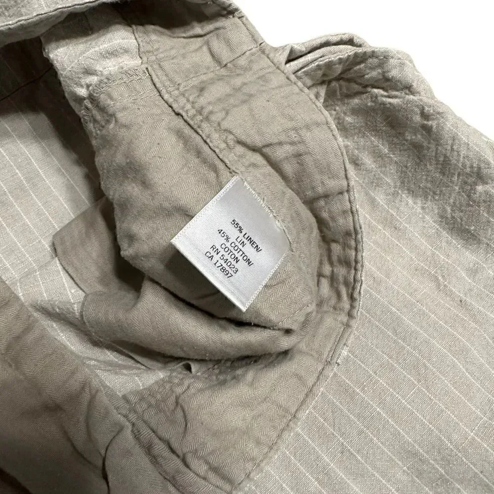 Banana Republic beige striped flat front linen blend shorts size waist 34”